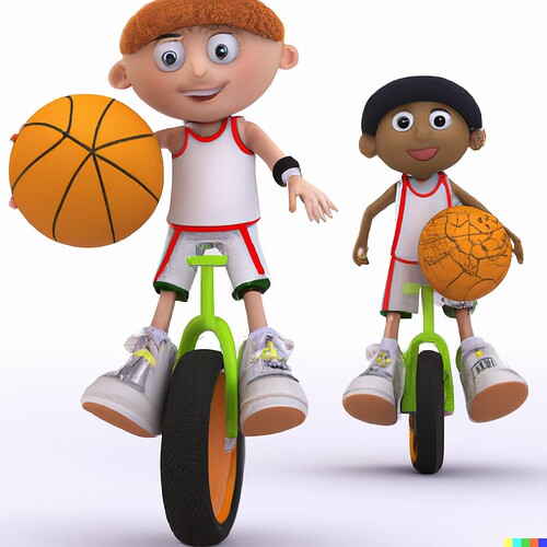 DALL·E 2023-01-22 11.35.15 - 3D render of a cute basketball players on unicycle