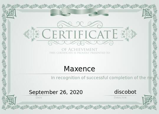 New user tutorial completion certificate