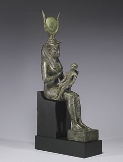 250px-Egyptian_-Isis_with_Horus_the_Child-Walters_54416-_Three_Quarter_Right